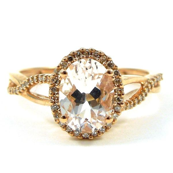 Morganite & Diamond Halo Ring Joint Venture Jewelry Cary, NC