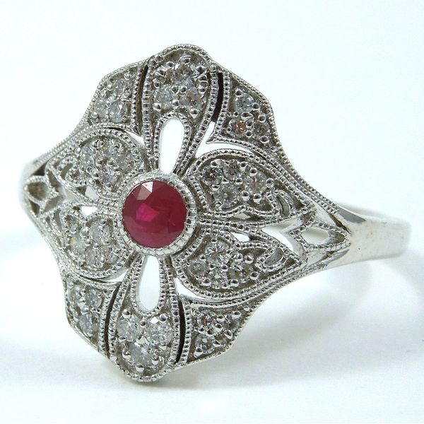 Vintage Inspired Ruby & Diamond Ring Joint Venture Jewelry Cary, NC