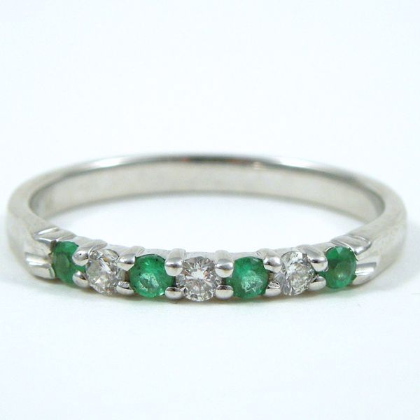 Emerald & Diamond Stackable Wedding Band Joint Venture Jewelry Cary, NC