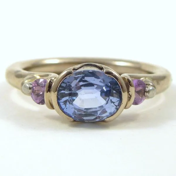 Colored Celon Sapphire Ring with Matching Band Image 2 Joint Venture Jewelry Cary, NC