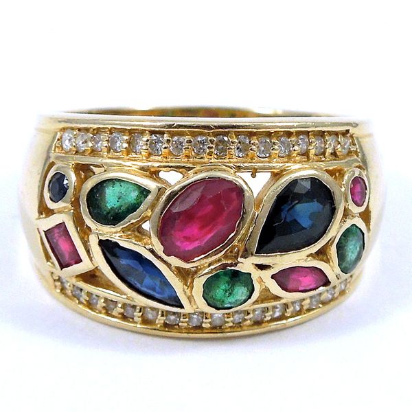 Precious Colored Stone Wide Band Joint Venture Jewelry Cary, NC