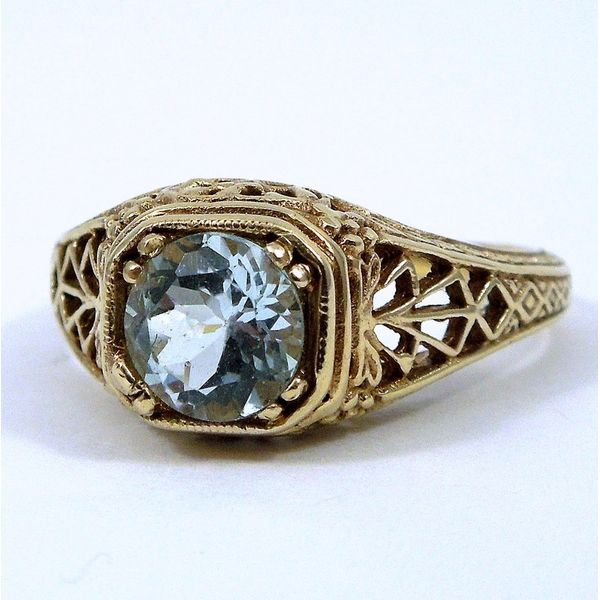 Vintage Inspired Aquamarine Ring Image 2 Joint Venture Jewelry Cary, NC