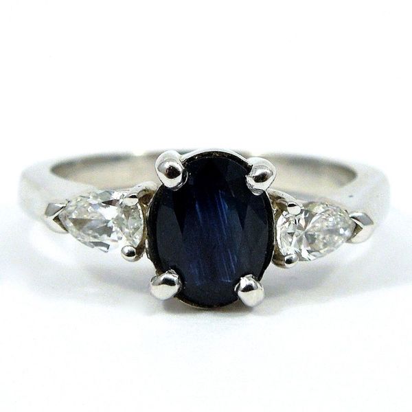 Sapphire and Pear Shaped Diamond Ring Joint Venture Jewelry Cary, NC