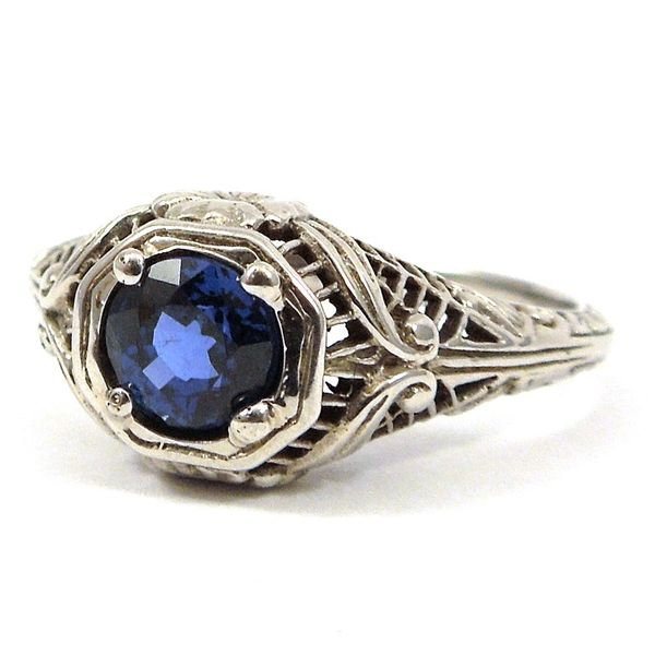 Vintage Inspired Sapphire Ring Image 2 Joint Venture Jewelry Cary, NC