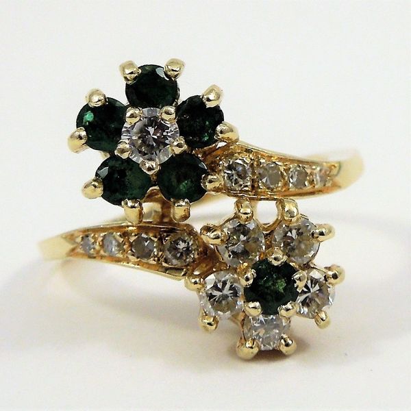Diamond and Emerald Bypass Ring Joint Venture Jewelry Cary, NC