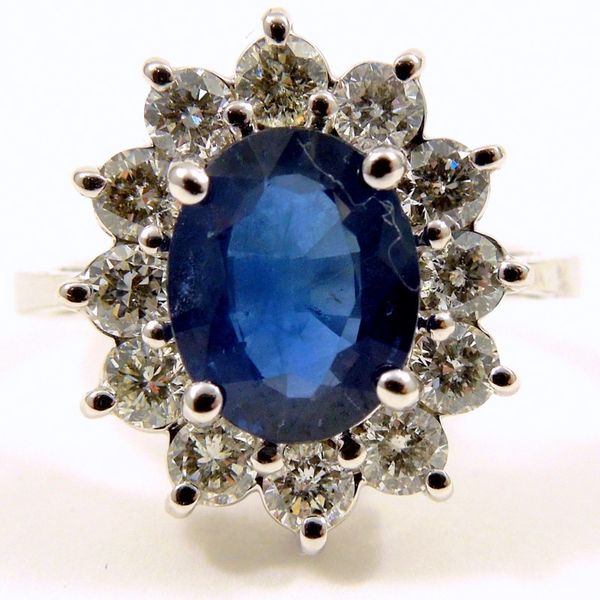 Sapphire and Diamond Halo Ring Joint Venture Jewelry Cary, NC