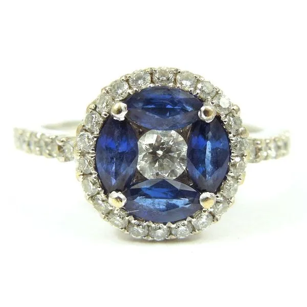 Sapphire and Diamond Halo Ring Joint Venture Jewelry Cary, NC