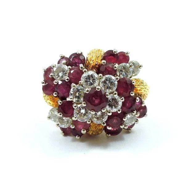 Ruby and Diamond Cluster Ring Joint Venture Jewelry Cary, NC