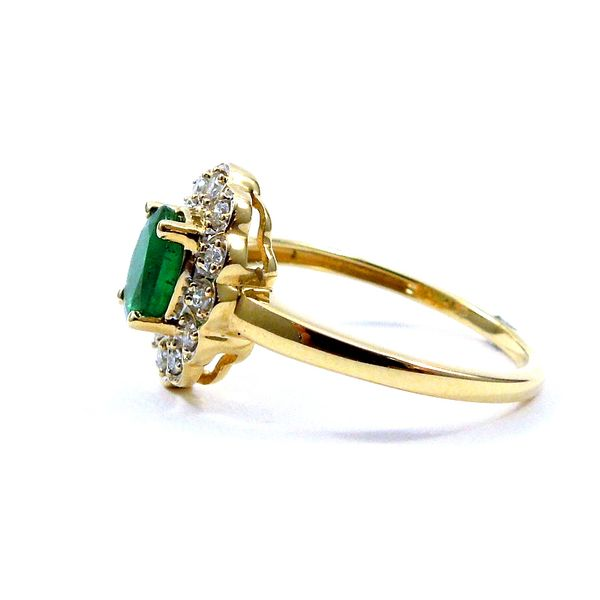 Oval Emerald and Halo Diamond Ring Image 2 Joint Venture Jewelry Cary, NC