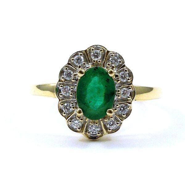 Oval Emerald and Halo Diamond Ring Joint Venture Jewelry Cary, NC