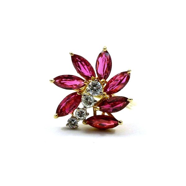 Rhodolite Garnet and Diamond Cluster Ring Joint Venture Jewelry Cary, NC