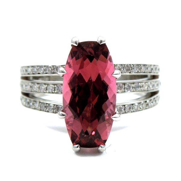 Cushion Cut Rubelite and Diamond Ring Joint Venture Jewelry Cary, NC