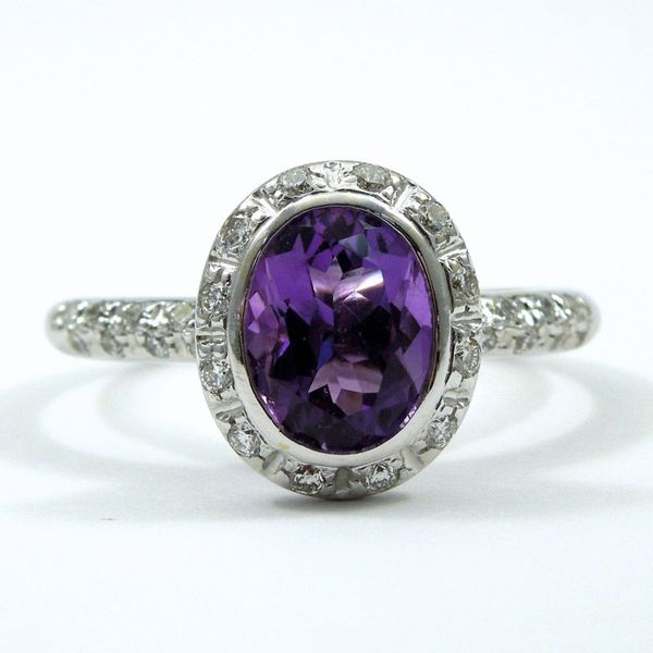 Amethyst and Diamond Halo Ring Joint Venture Jewelry Cary, NC