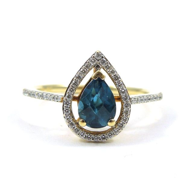 Pear Cut Blue Topaz and Diamond Ring Joint Venture Jewelry Cary, NC