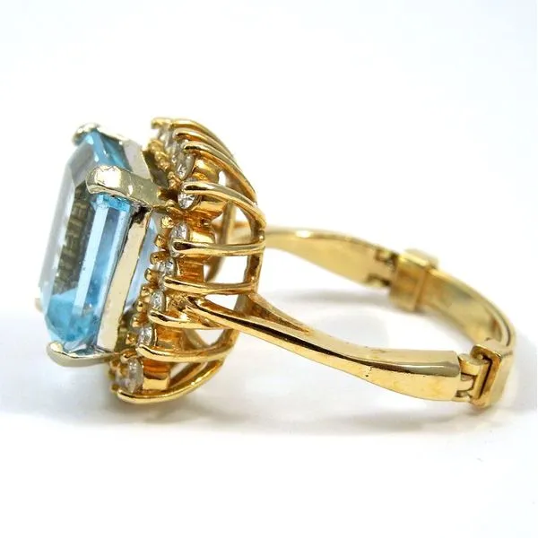 Blue Topaz and Diamond Halo Ring Image 2 Joint Venture Jewelry Cary, NC