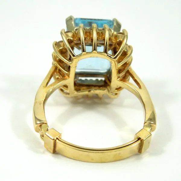 Blue Topaz and Diamond Halo Ring Image 3 Joint Venture Jewelry Cary, NC