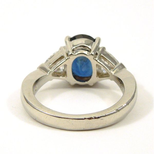 Sapphire and Trillion Cut Diamond Ring Image 3 Joint Venture Jewelry Cary, NC