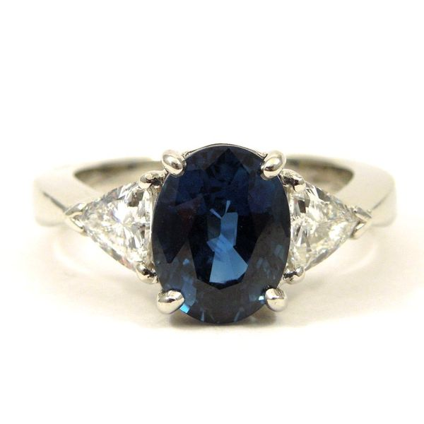 Sapphire and Trillion Cut Diamond Ring Joint Venture Jewelry Cary, NC