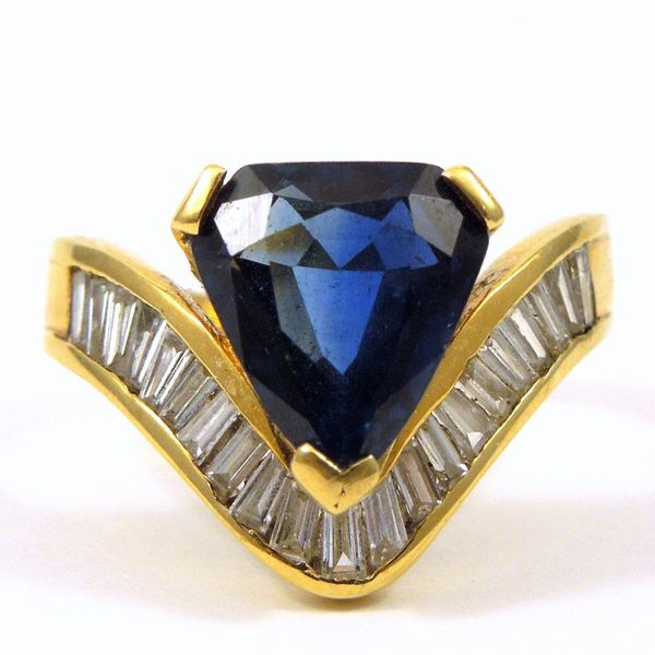 Trillion Cut Sapphire and Diamond Ring Image 2 Joint Venture Jewelry Cary, NC