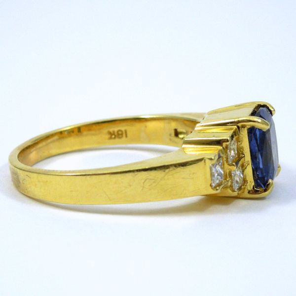 Oval Cushion Cut Sapphire Ring with Diamonds Image 2 Joint Venture Jewelry Cary, NC