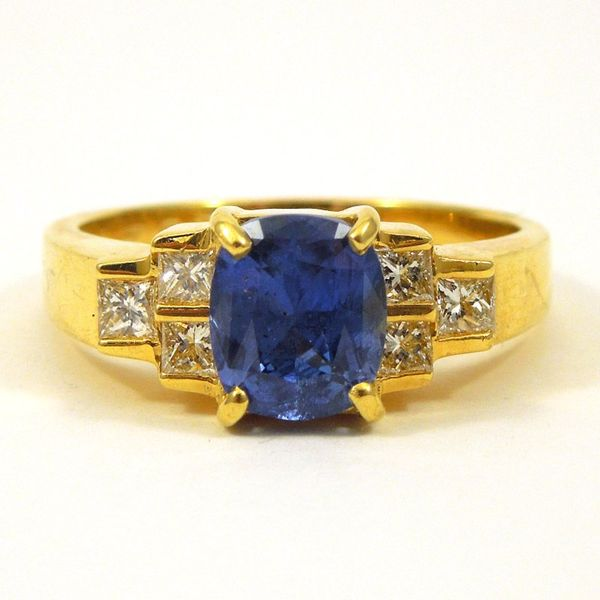 Oval Cushion Cut Sapphire Ring with Diamonds Joint Venture Jewelry Cary, NC