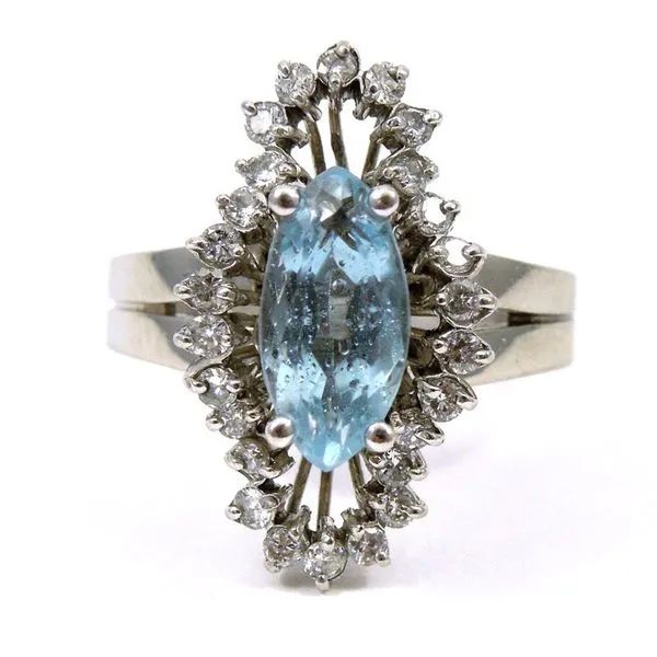 Marquise Cut Blue Topaz and Diamond Ring Joint Venture Jewelry Cary, NC