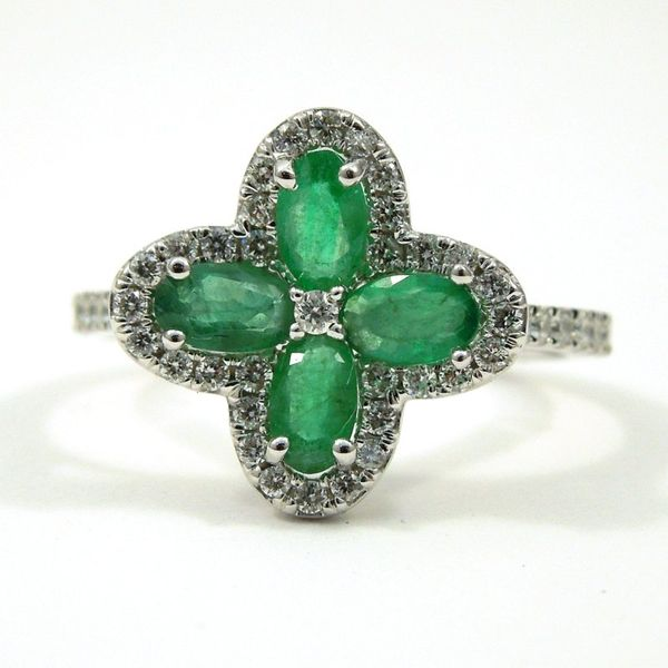 Emerald and Diamond Flower Ring Joint Venture Jewelry Cary, NC