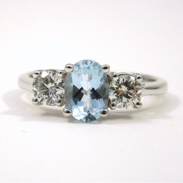 Three Stone Aquamarine and Diamond Ring Joint Venture Jewelry Cary, NC