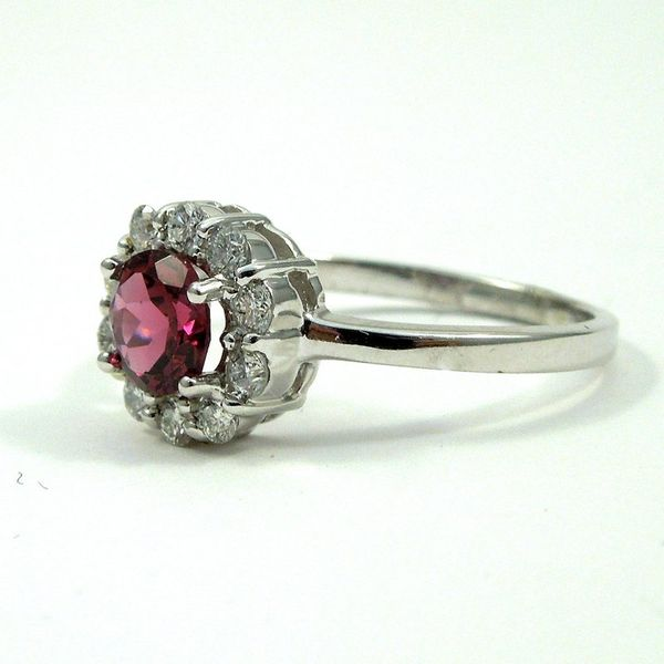 Rhodolite Garnet and Diamond Halo Ring Image 2 Joint Venture Jewelry Cary, NC