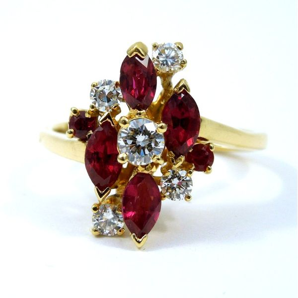 Ruby and Diamond Cluster Ring Joint Venture Jewelry Cary, NC