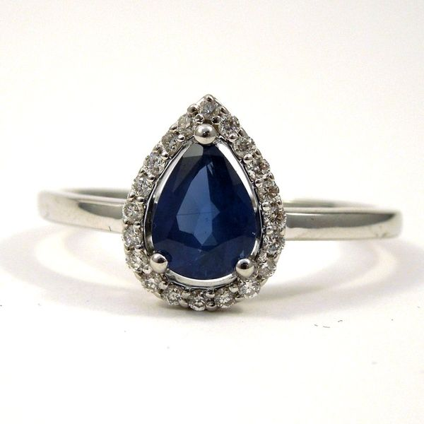 Sapphire and Diamond Halo Ring Joint Venture Jewelry Cary, NC