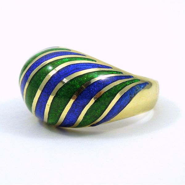 Blue and Green Enamel Dome Ring Image 2 Joint Venture Jewelry Cary, NC