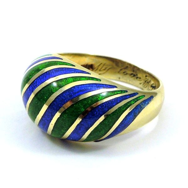 Blue and Green Enamel Dome Ring Image 3 Joint Venture Jewelry Cary, NC