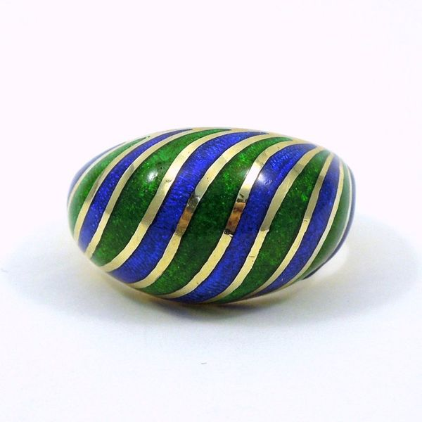 Blue and Green Enamel Dome Ring Joint Venture Jewelry Cary, NC