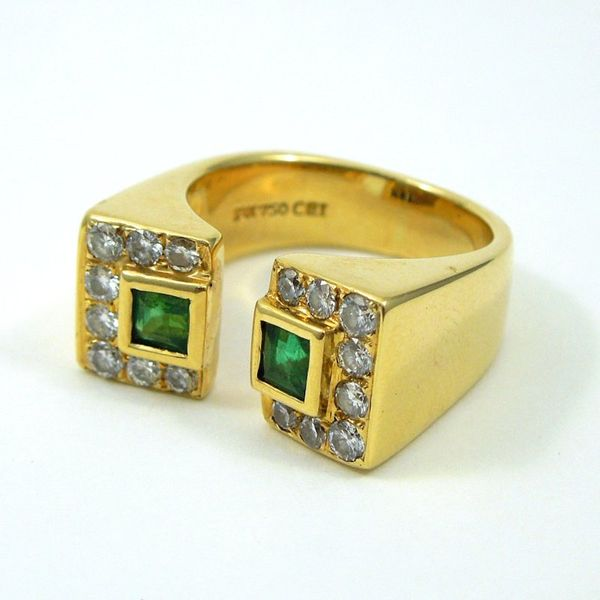 Emerald and Diamond Estate Ring Image 2 Joint Venture Jewelry Cary, NC