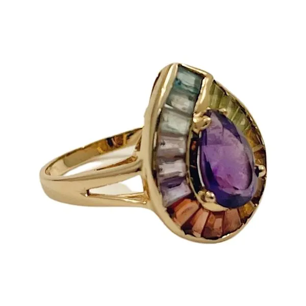 Amethyst & Halo of Colored Stones Ring Image 2 Joint Venture Jewelry Cary, NC