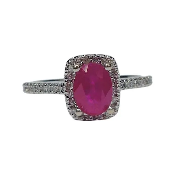 Ruby and Diamond Halo Ring Joint Venture Jewelry Cary, NC