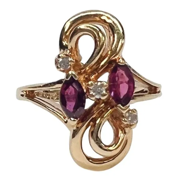 Ruby and Diamond Swirl Ring Joint Venture Jewelry Cary, NC