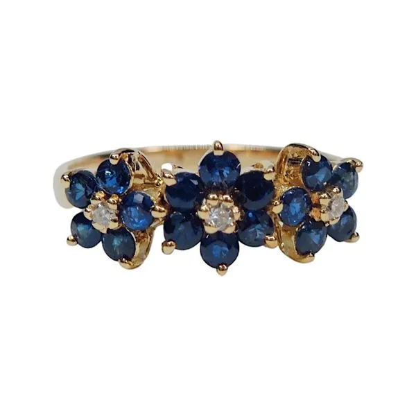 Sapphire and Diamond Floral Ring Joint Venture Jewelry Cary, NC