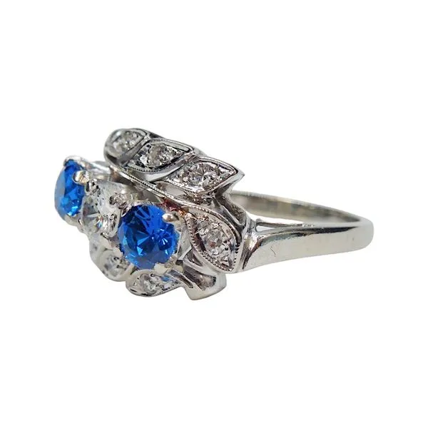 Estate Diamond and Synthetic Sapphire Ring Image 2 Joint Venture Jewelry Cary, NC