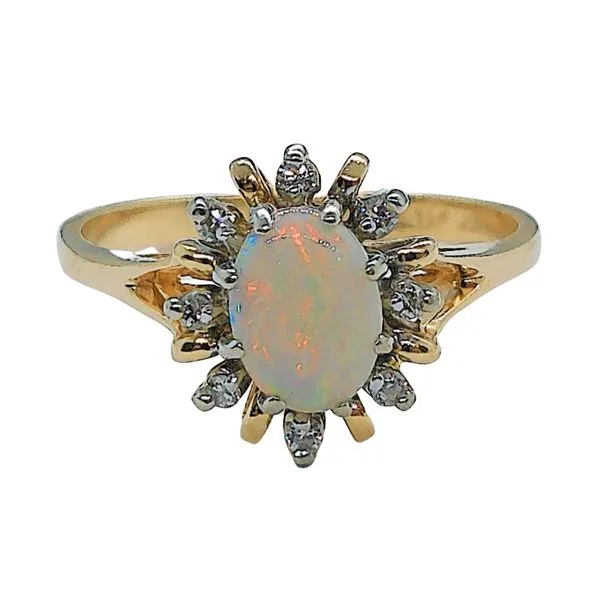 Opal and Diamond Halo Ring Joint Venture Jewelry Cary, NC