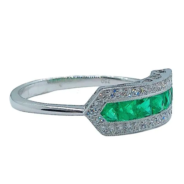 Vintage Inspired Emerald and Diamond Ring Image 2 Joint Venture Jewelry Cary, NC