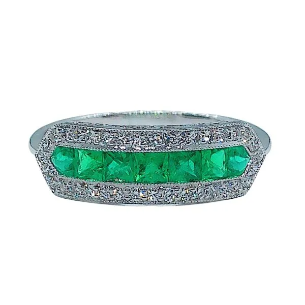 Vintage Inspired Emerald and Diamond Ring Joint Venture Jewelry Cary, NC