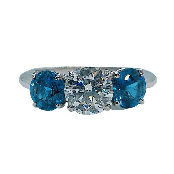 Diamond and Sapphire Three Stone Ring Joint Venture Jewelry Cary, NC