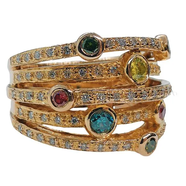 Colored Sapphire and Diamond Band Ring Image 2 Joint Venture Jewelry Cary, NC