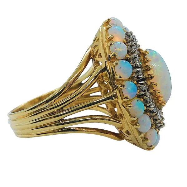 Estate Opal and Diamond Halo Ring Image 2 Joint Venture Jewelry Cary, NC