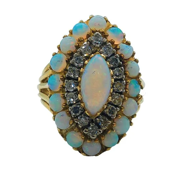Estate Opal and Diamond Halo Ring Joint Venture Jewelry Cary, NC