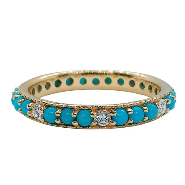 Turquoise and Diamond Eternity Band Joint Venture Jewelry Cary, NC
