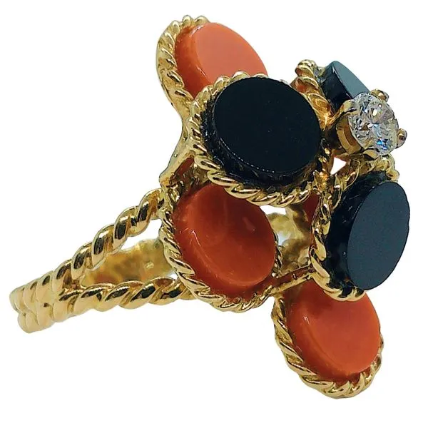 Onxy Coral and Diamond Ring Image 2 Joint Venture Jewelry Cary, NC