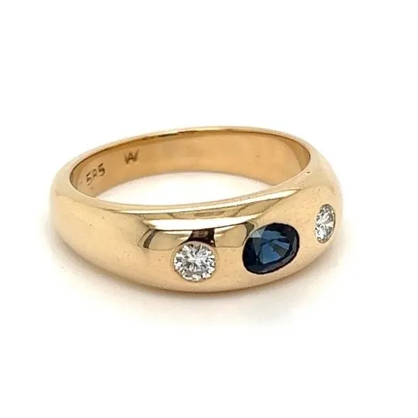 Flush Mount Sapphire and Diamond Dome Ring Image 2 Joint Venture Jewelry Cary, NC